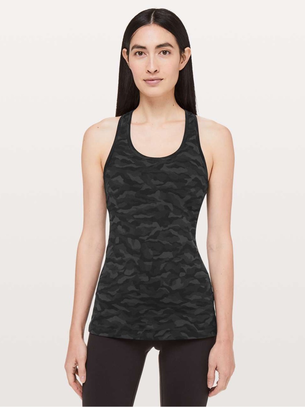 Lululemon Cool Racerback II Tank Sequoia Camo Deep Coal Black Size 8